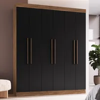 Clóset 6 Puertas 2 Cajones 4 Repisas 180x217x47 Cm Negro New York