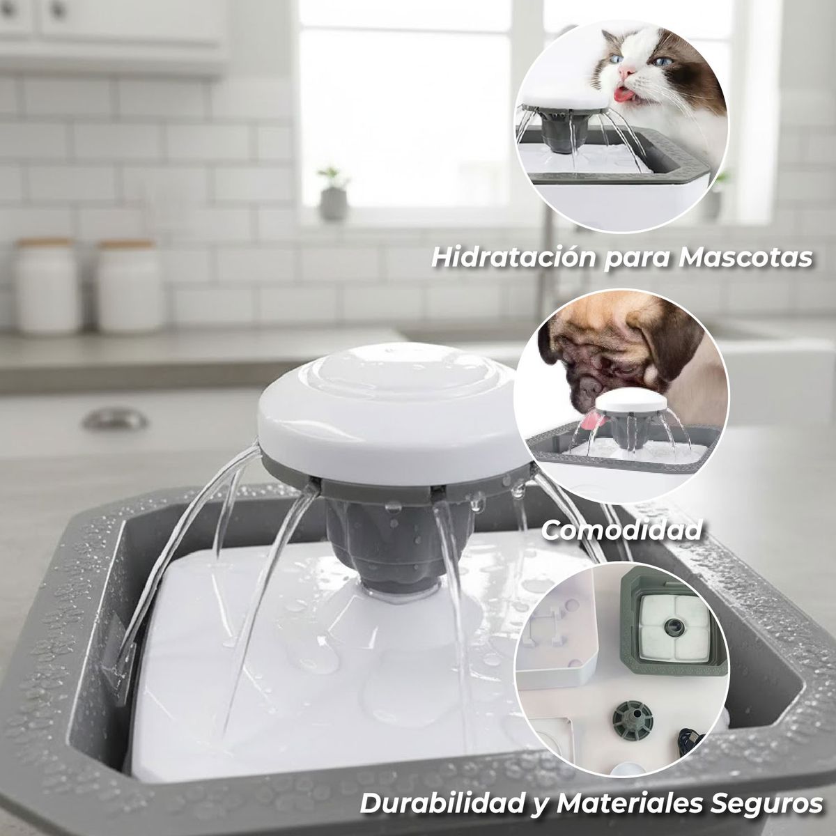 MUNDO ONLINE - Fuente de Agua Bebedero Mascota Eléctrico 2,5 LTS