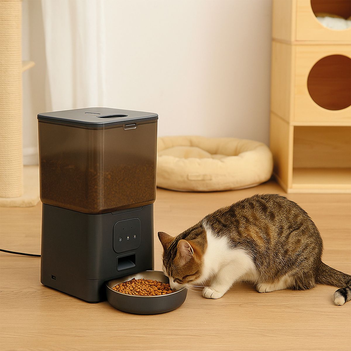 MUNDO ONLINE - Dispensador Automático Comida Mascotas Cubo 6 lts. Wifi