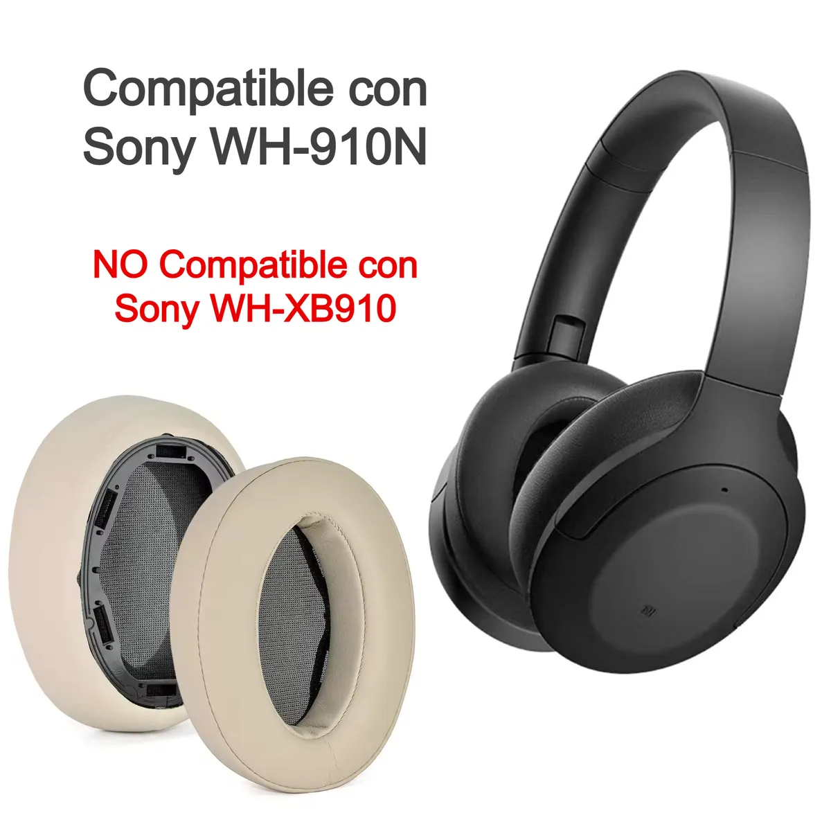 GENERICO - Almohadillas Compatibles con Audifonos WH-910N - Beige