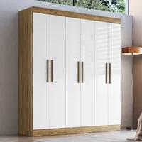 Clóset 6 Puertas 2 Cajones 5 Repisas 180x200x47 cm Beige Roble - Xangai