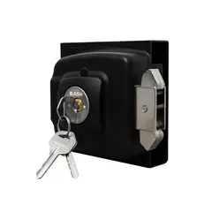 BASH - Cerradura de sobreponer cangrejo 1003 negra para puerta corredera 30-50 mm
