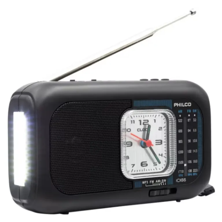 RADIO CON PANEL SOLAR DE EMERGENCIA ICX66 NEGRO