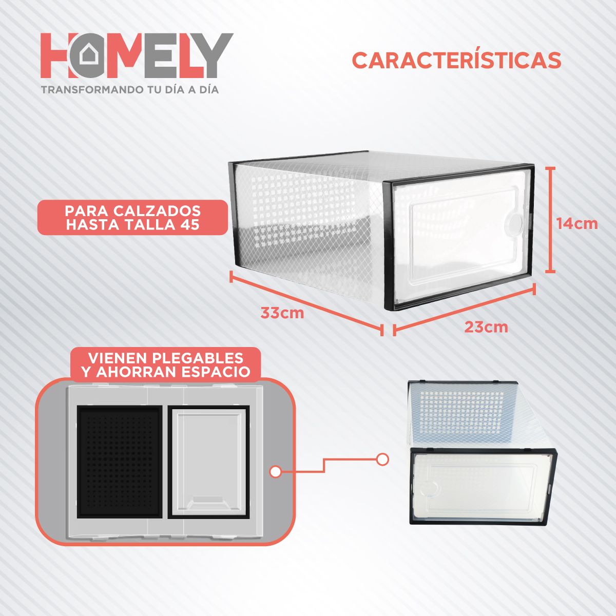 HOMELY - Caja Organizadora Zapatos Apilables Homely Transparente X2