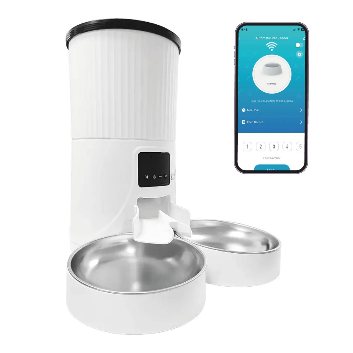 LITTLE PETS - Dispensador Automatico Doble Comida Mascotas 4 lts. Wifi