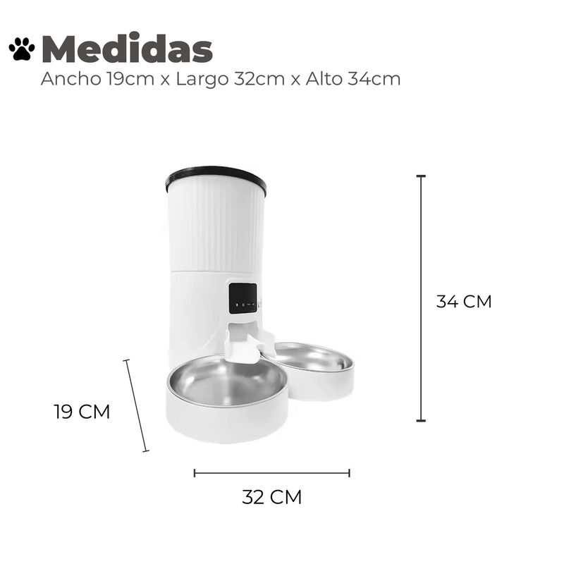 MUNDO ONLINE - Dispensador Automatico Doble Comida Mascotas 4 lts. Wifi