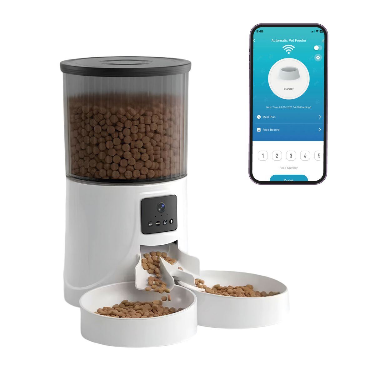 MUNDO ONLINE - Dispensador Automático Comida Mascotas 4 lts. Cámara Wifi