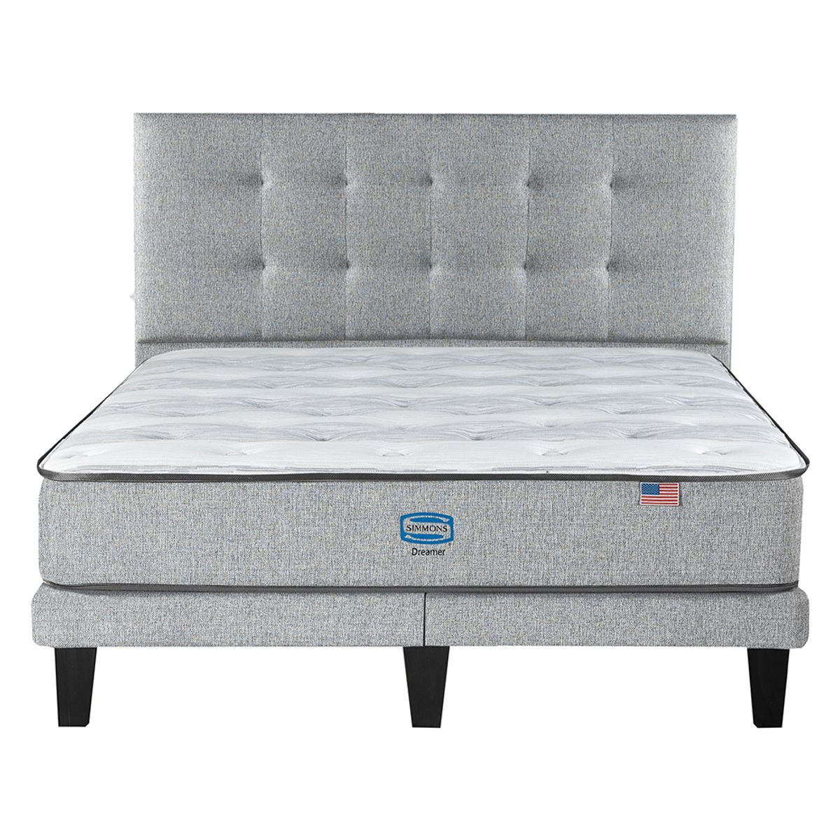 SIMMONS - Cama Europea Dreamer 2 Plazas respaldo Tignes plata