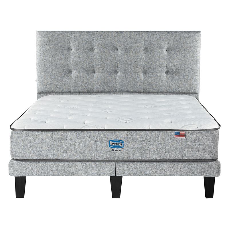 SIMMONS - Cama Europea Dreamer 2 Plazas respaldo Tignes plata