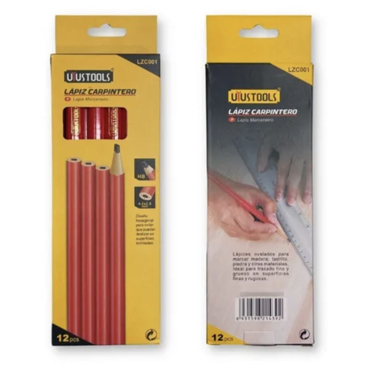 GENERICO - LAPIZ CARPINTERO UYUSTOOLS NEGRO CAJA 12UN