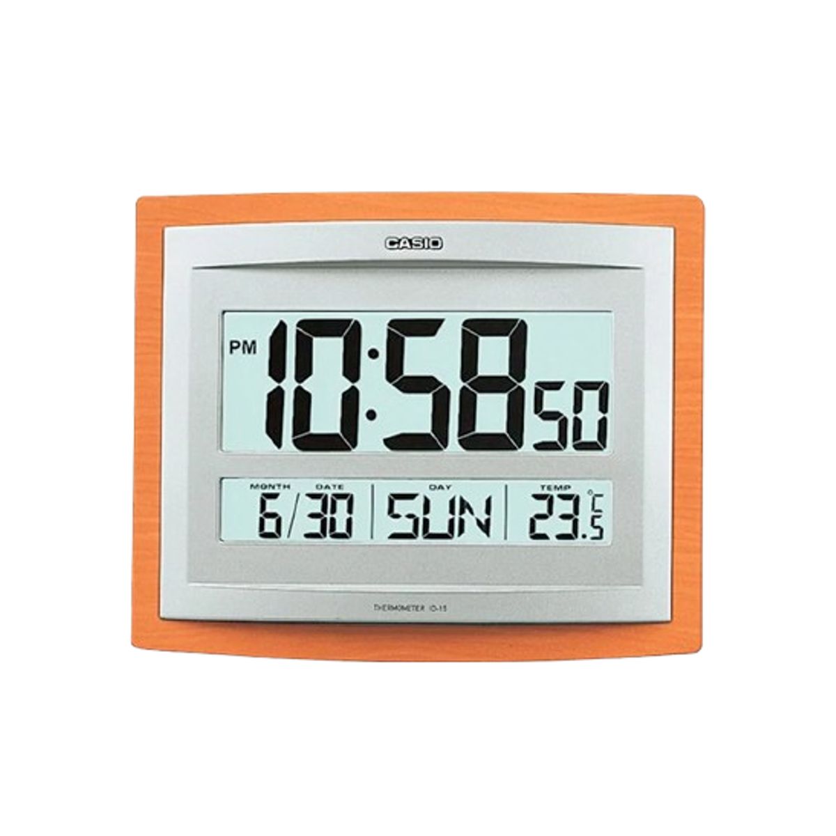 CASIO - reloj mural casio id15sa-5df termometro y alarma  hora fecha