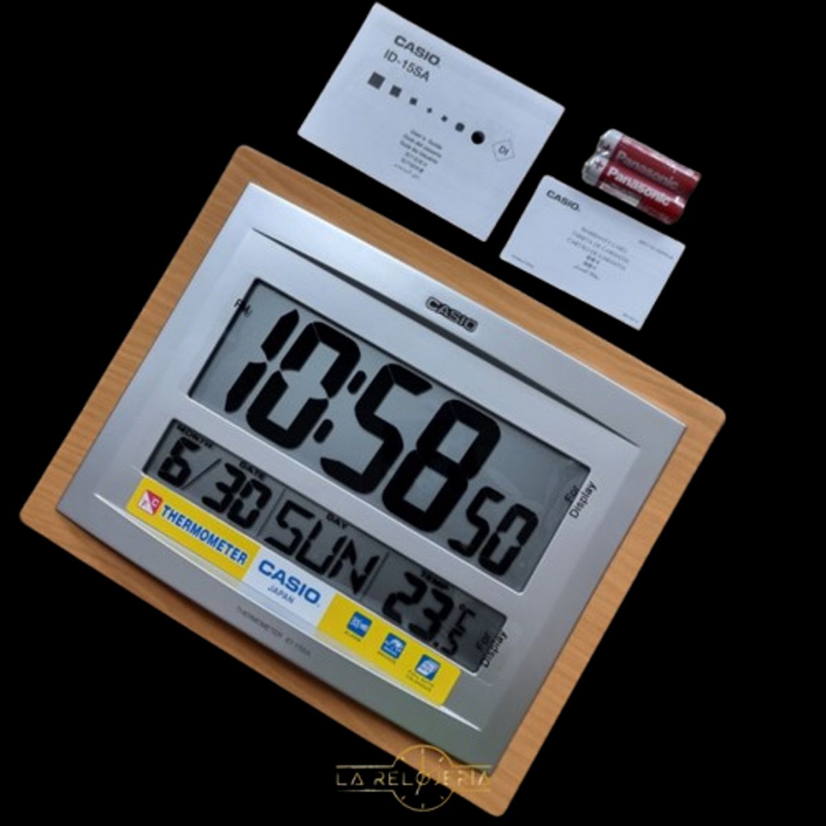 CASIO - reloj mural casio id15sa-5df termometro y alarma  hora fecha