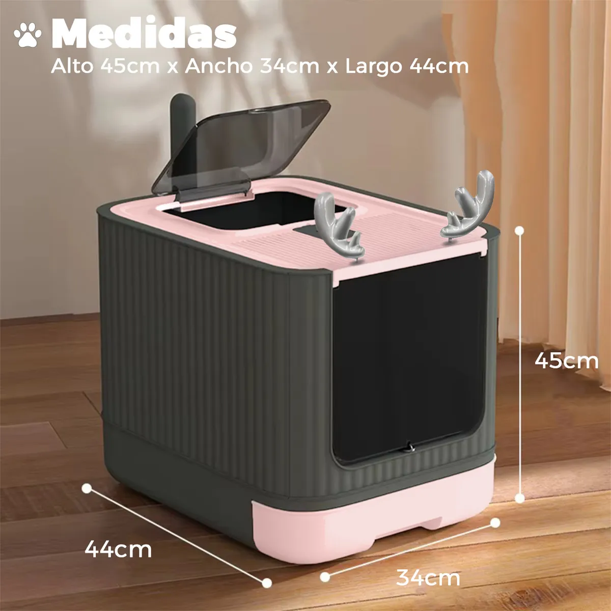 MUNDO ONLINE - Arenero Cerrado con Bandeja 2 puertas, Baño Gatos y Pala