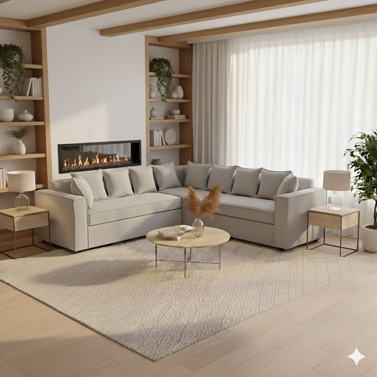 SITIAL HOME - Living 311 Romeo Gris claro Seccional + 2 Poltronas resortes f comfort.