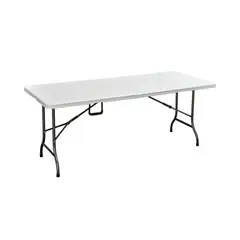 GENERICO - Solana mesa maleta plegable 180 cm x 75 cm camping blanca