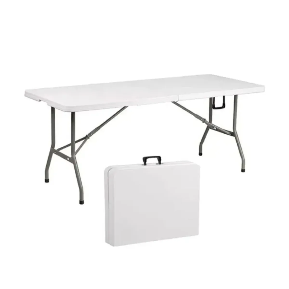 GENERICO - Mesa Plegable Camping 180 X 75 Cms Portátil Color Blanco