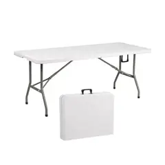 GENERICO - Mesa Plegable Camping 180 X 75 Cms Portátil Color Blanco