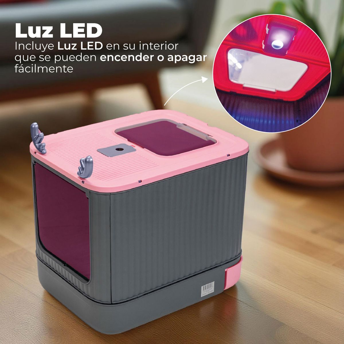 MUNDO ONLINE - Arenero Cerrado con Bandeja 2 puertas, Baño Gatos luz y Pala