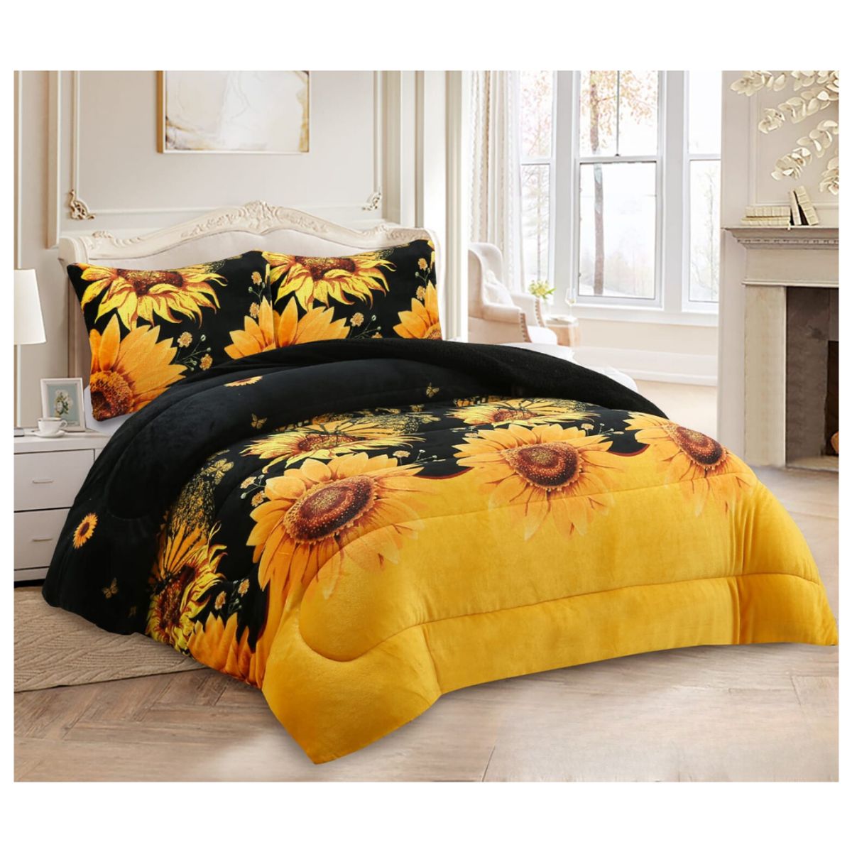 GENERICO - Cobertor Plush Con Chiporro King Floral Invierno TF