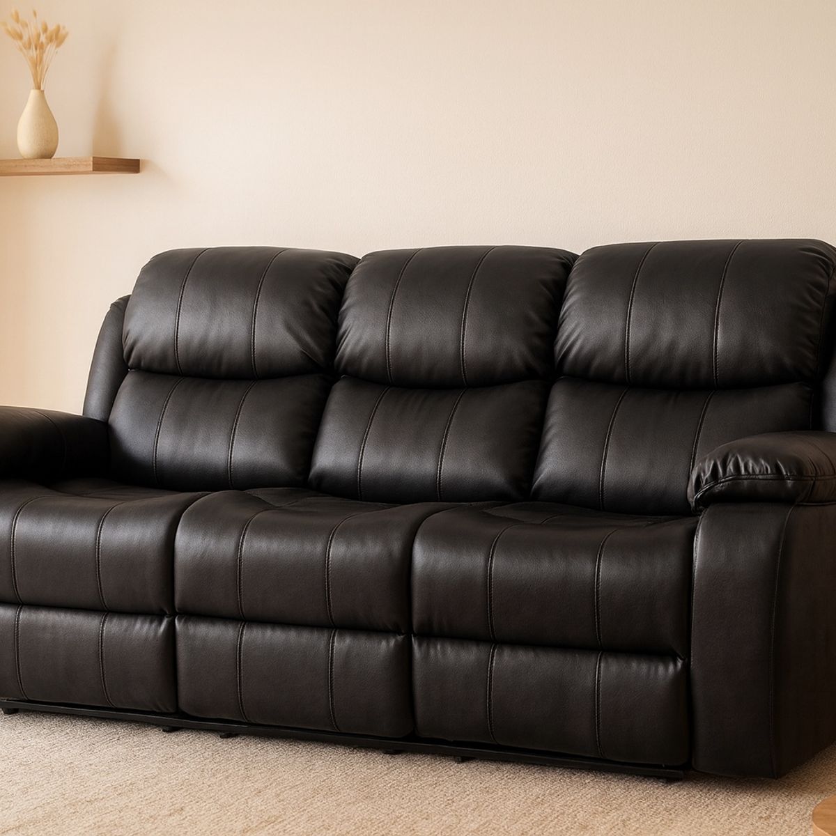 SWEET HOGAR - Sofa berger 3 cuerpos color negro Mate