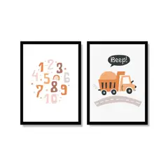 ALCUADRADO - Set Triple Cuadros Beep y numeros Negro 70x50 cm
