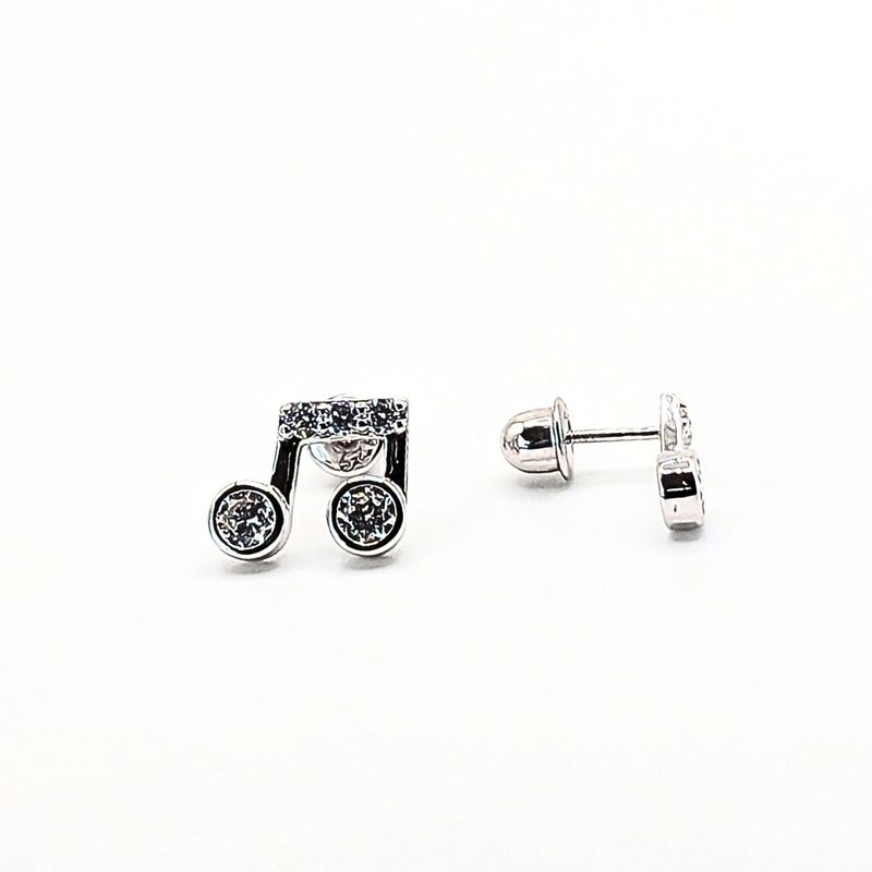 TIANA JOYAS - Aros de Nota Musical con Circones Transparentes de Plata 925