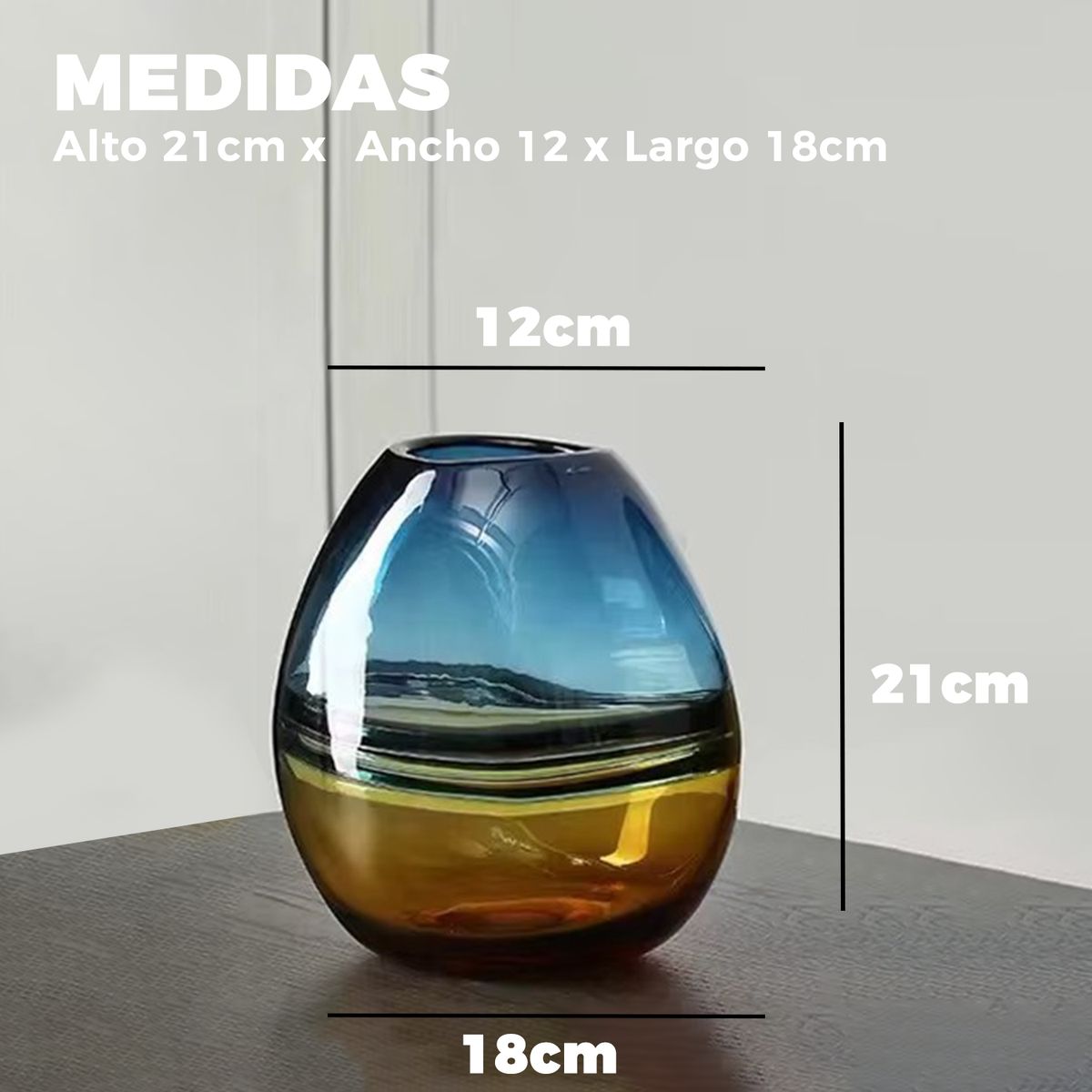 MUNDO ONLINE - Florero Jarron Decorativo Ovalado Minimalista Italy 21 cms