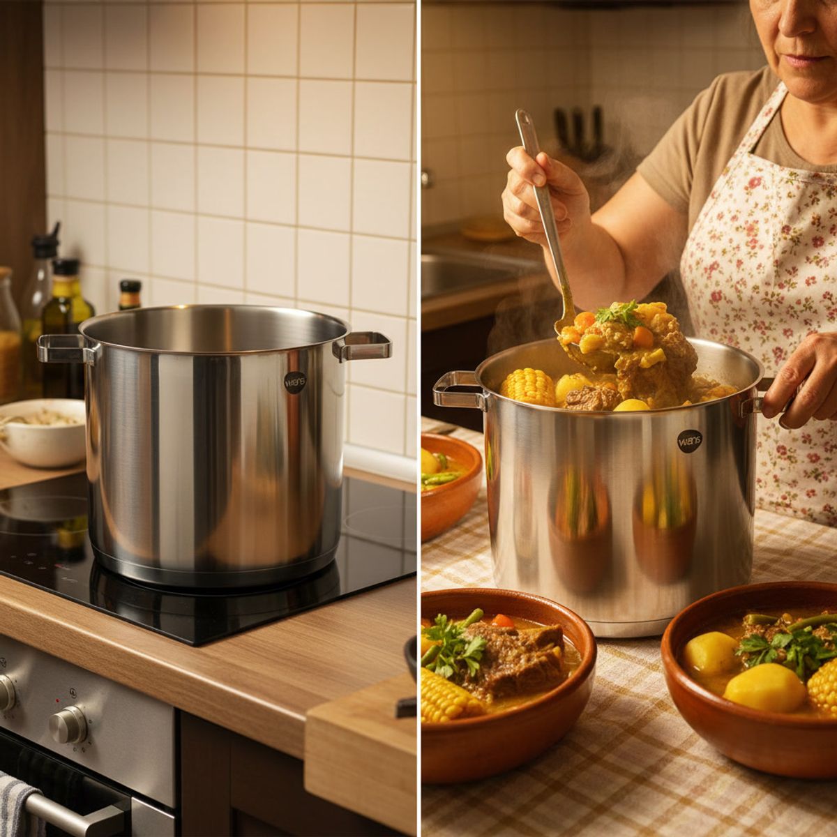 WENS - Cacerola Alta Acero Inoxidable 24Cm Cocina Con Tapa Wens