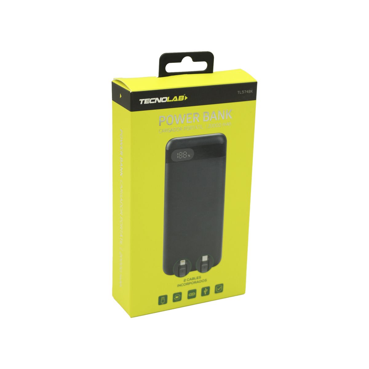 TECNOLAB - Power Bank 20000mAh 225W LED Display + Cables Negro - PS