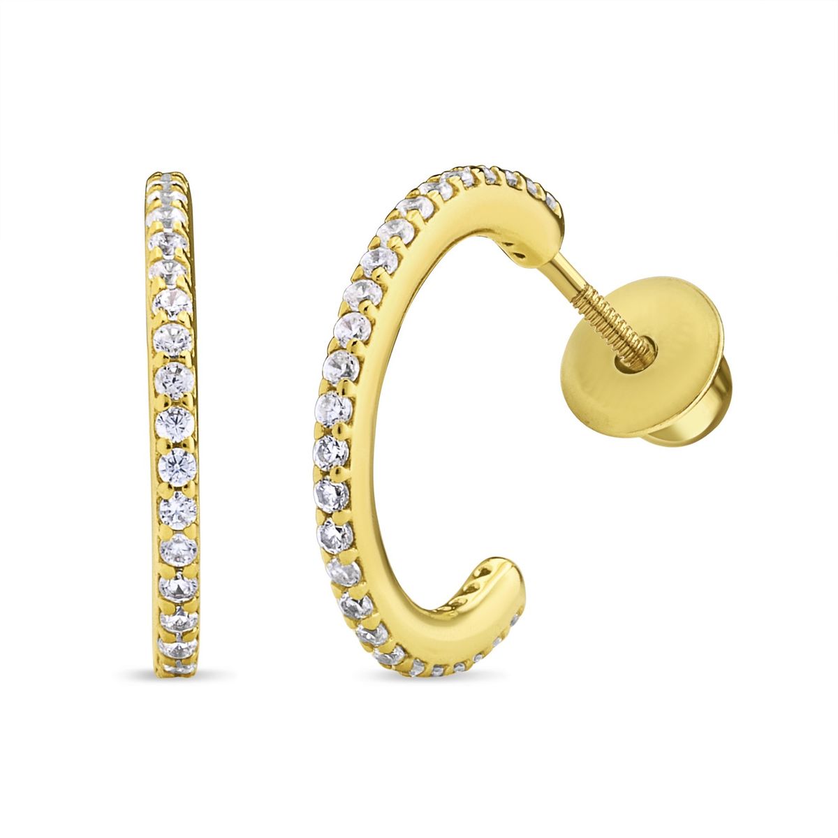 TIANA JOYAS - Argolla con Circones de Plata 925 de 13,5 mm con cierre de Tornillo