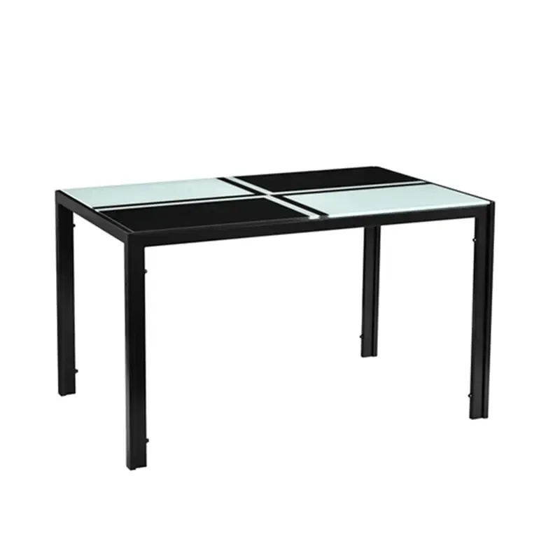 OEM - Mesa Comedor Rectangular Vidrio Templado Blanco con Negro