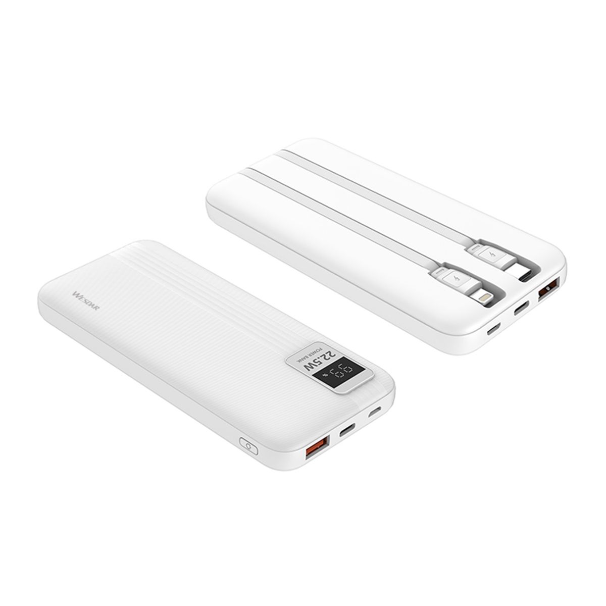 TECNOLAB - Power Bank 10000mAh 22.5W + 2 Cables Incluidos Blanco - PS