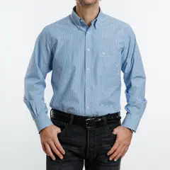 VANDINE - Camisa Azul Listada BD Etiqueta Roja I25-12 - Azul