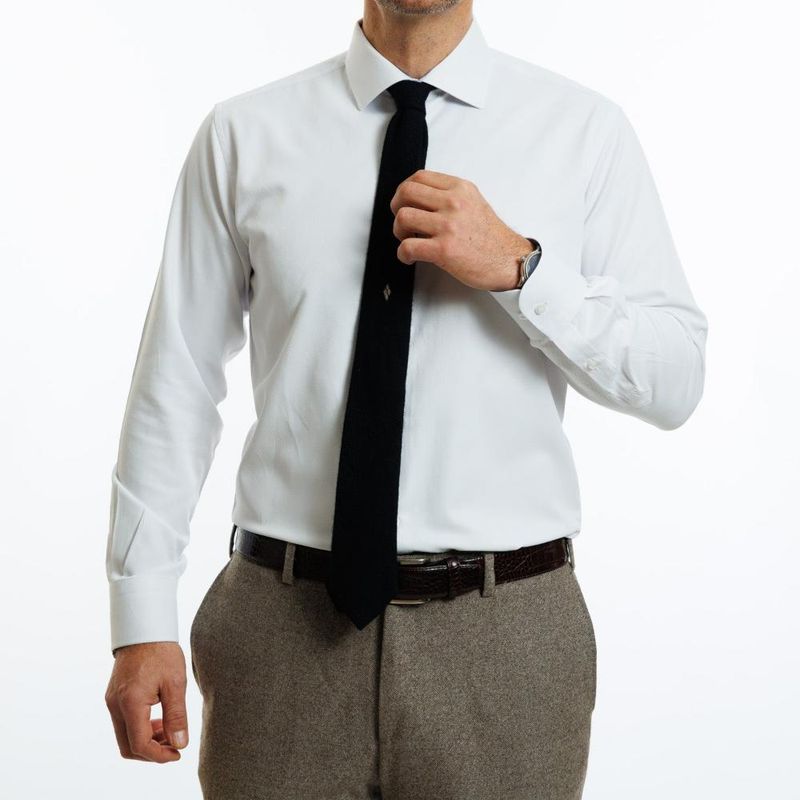 VANDINE - Camisa Blanca Texturada Etiqueta Roja I25-12 - Blanco