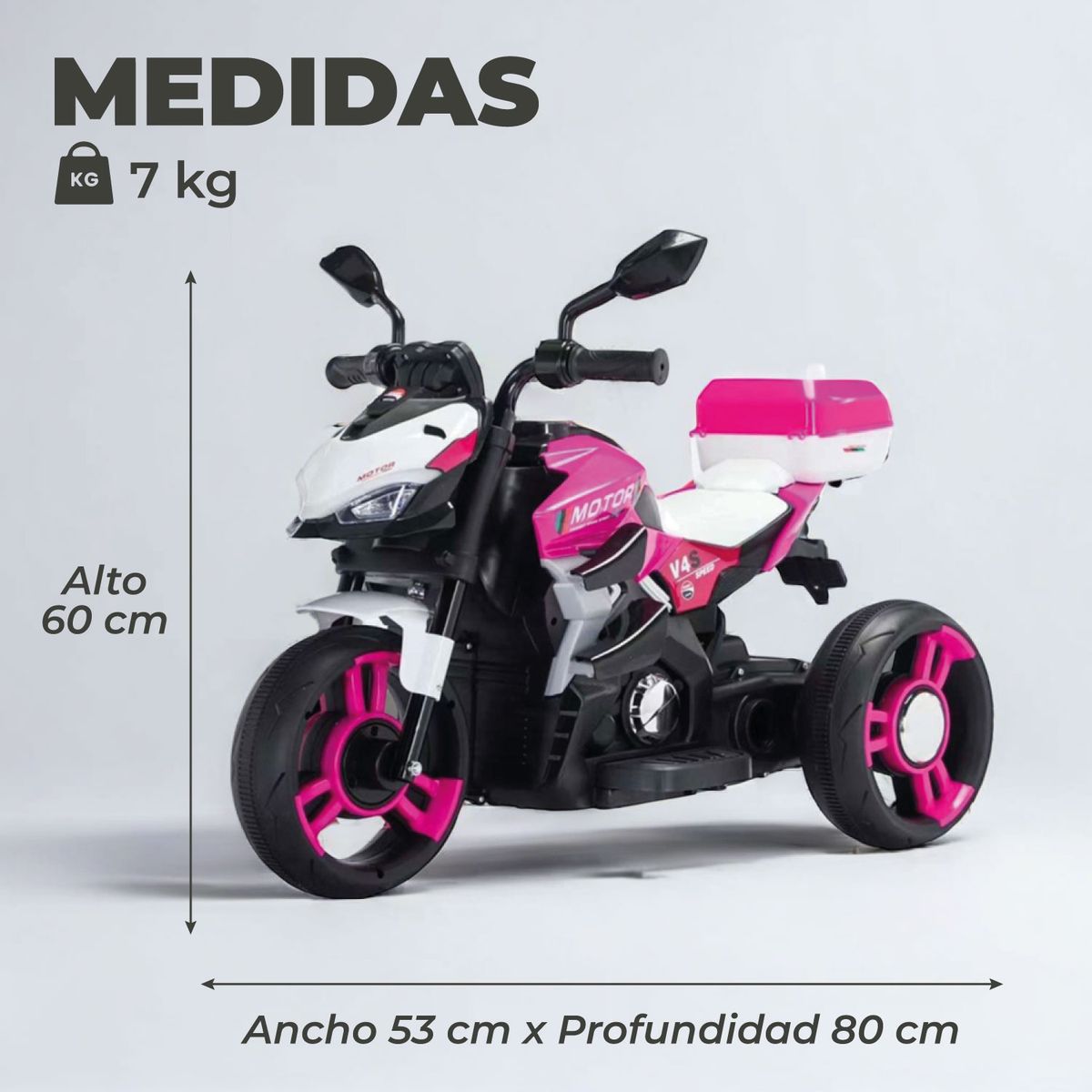 MUNDO ONLINE - Moto Niños Electrica 3 Ruedas Nitro Italy V4 Luz y Sonido