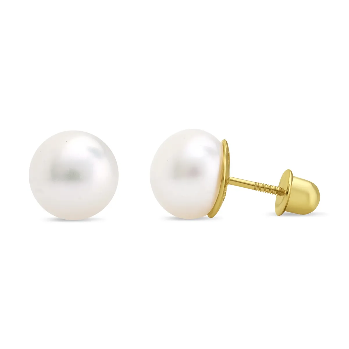 TIANA JOYAS - Aros de Perla de 9 mm en Plata 925 Joya Infanil Arito Niña sin Niquel