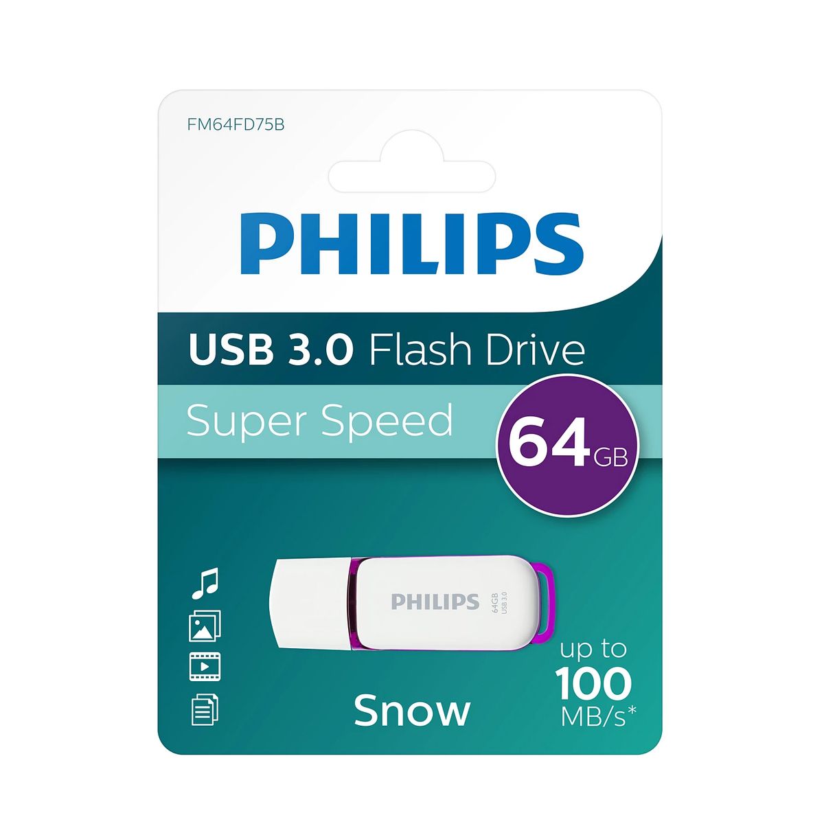 PHILIPS - Pendrive 64gb Philips Snow Usb 3.0 FM64FD75B - PS