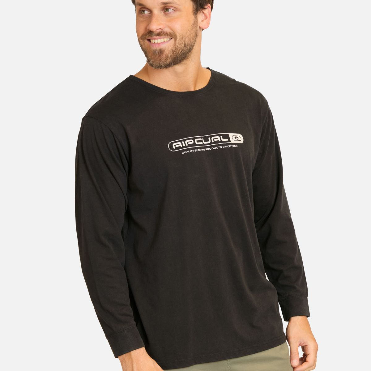 RIP CURL - Polera ML Wild Negro Hombre Rip Curl - Negro