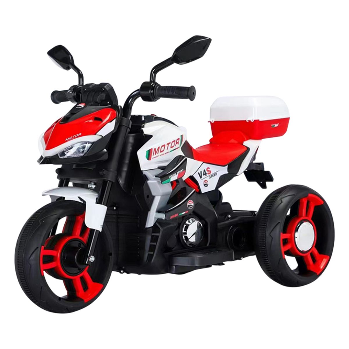 MUNDO ONLINE - Moto Niños Electrica 3 Ruedas Nitro Italy V4 Luz y Sonido Llanta