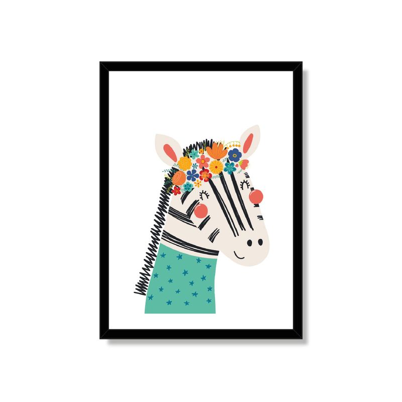 ALCUADRADO - Cuadro Individual Cebrita Feliz Negro 70x50
