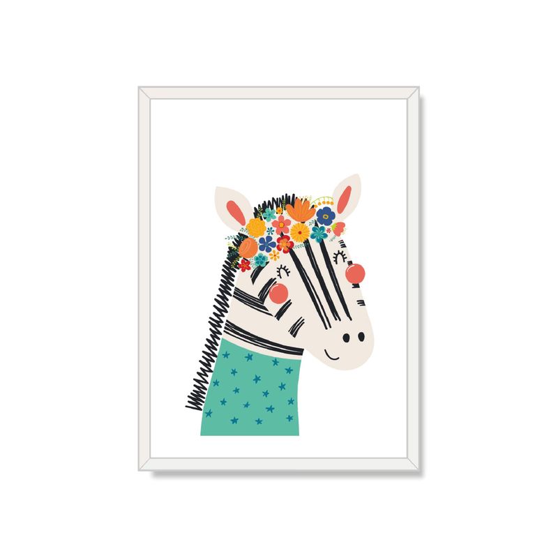 ALCUADRADO - Cuadro Individual Cebrita Feliz Blanca 70x50