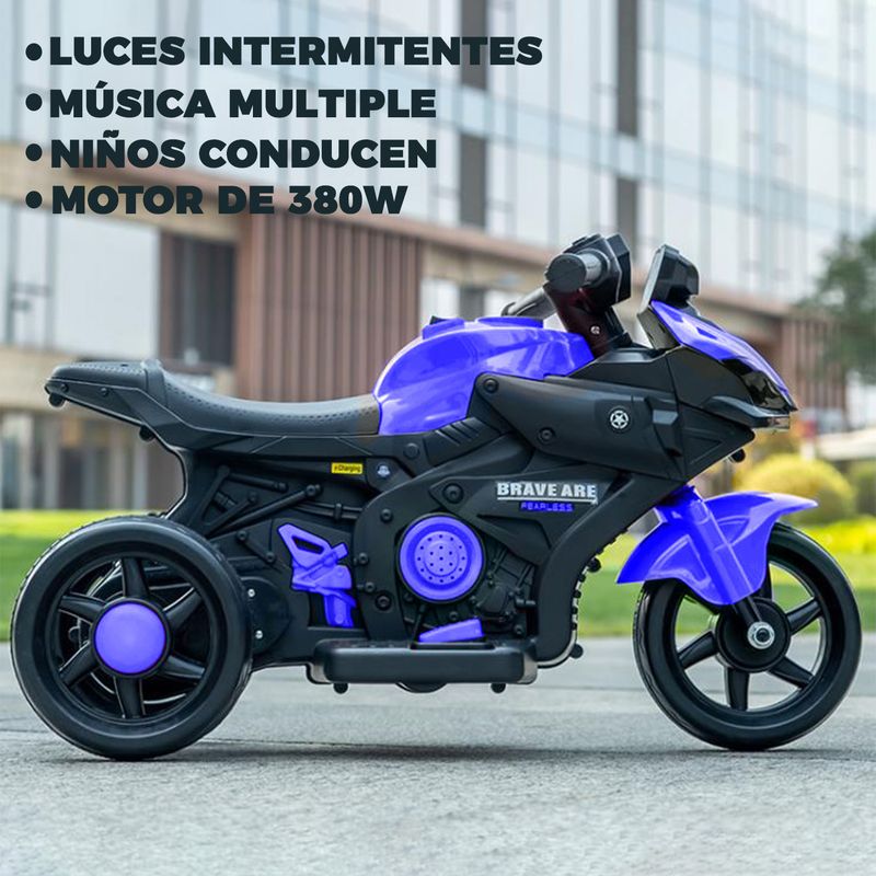 MUNDO ONLINE - Moto Eléctrica Infantil 3 Ruedas Con Sonido RR Brave 6V