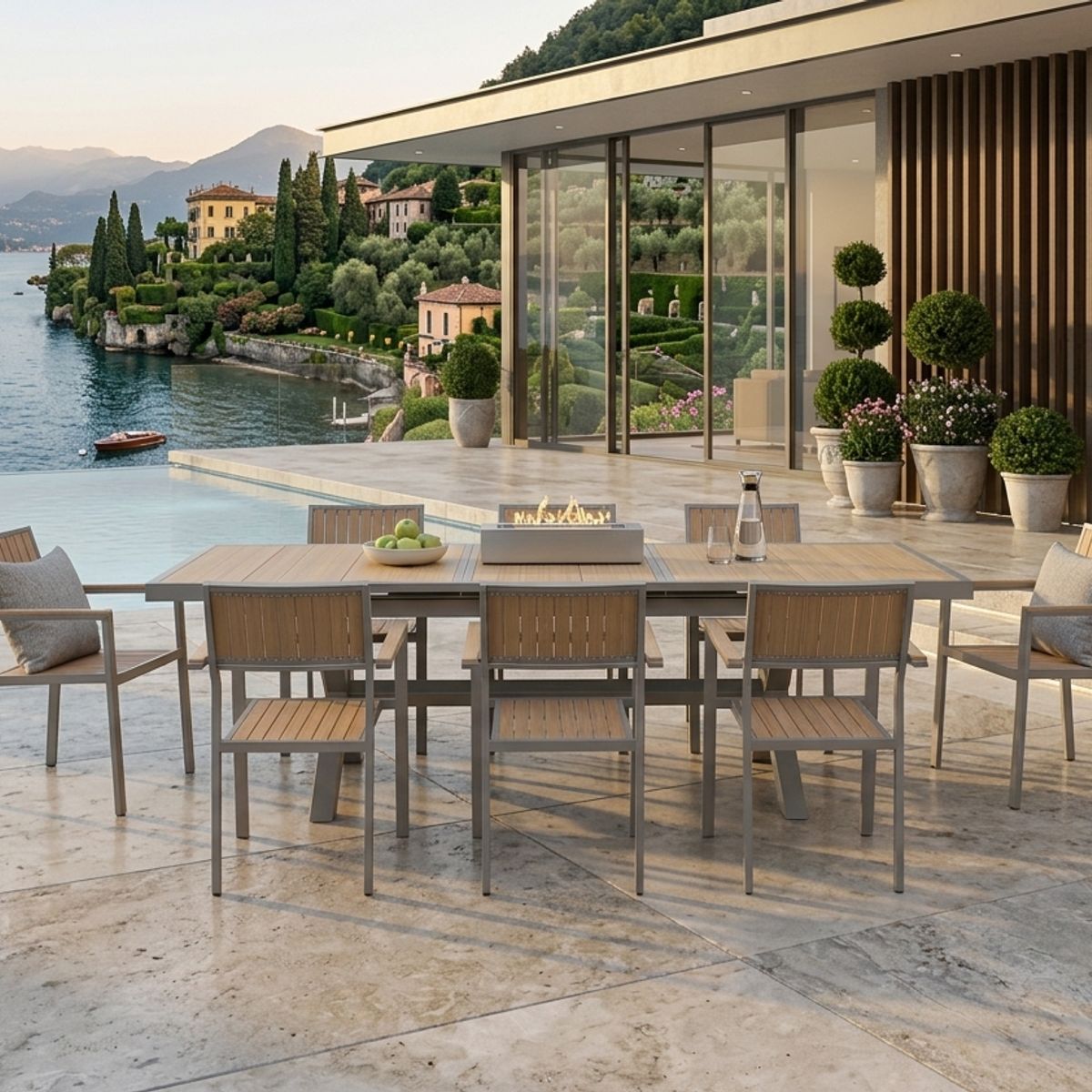 MODRA - Juego de Comedor Exterior Extensible para Jardines y Terrazas