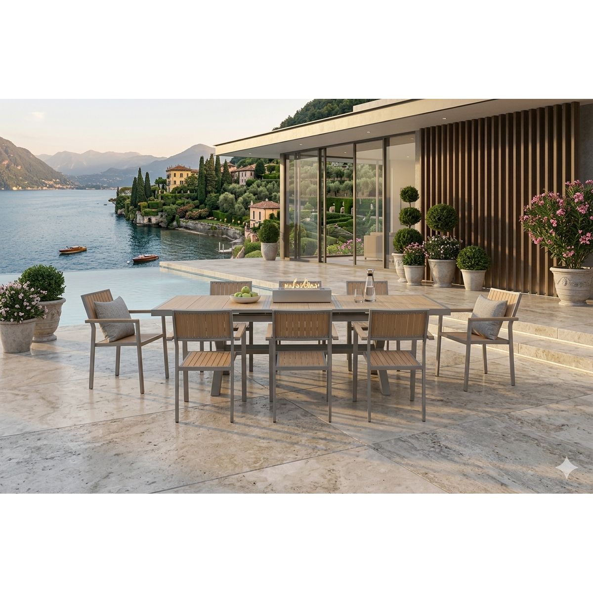 MODRA - Juego de Comedor Exterior Extensible para Jardines y Terrazas