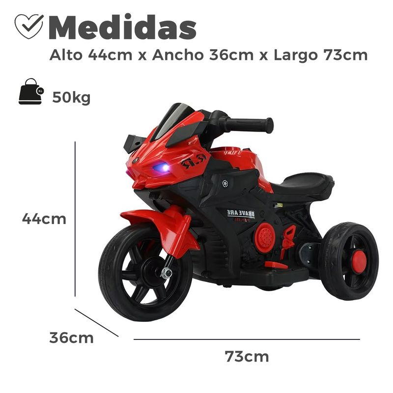 MUNDO ONLINE - Moto Eléctrica Infantil 3 Ruedas Con Sonido RR Brave 6V