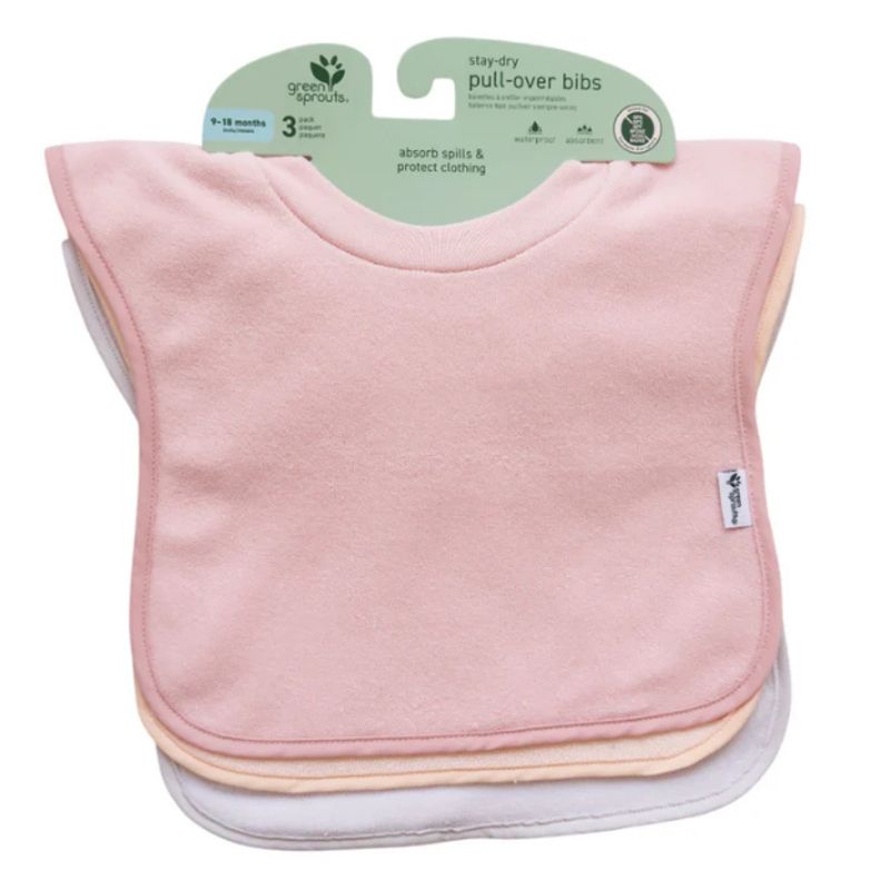 GREEN SPROUTS - Pack 3 Baberos Impermeable Polera Rose Green Sprouts