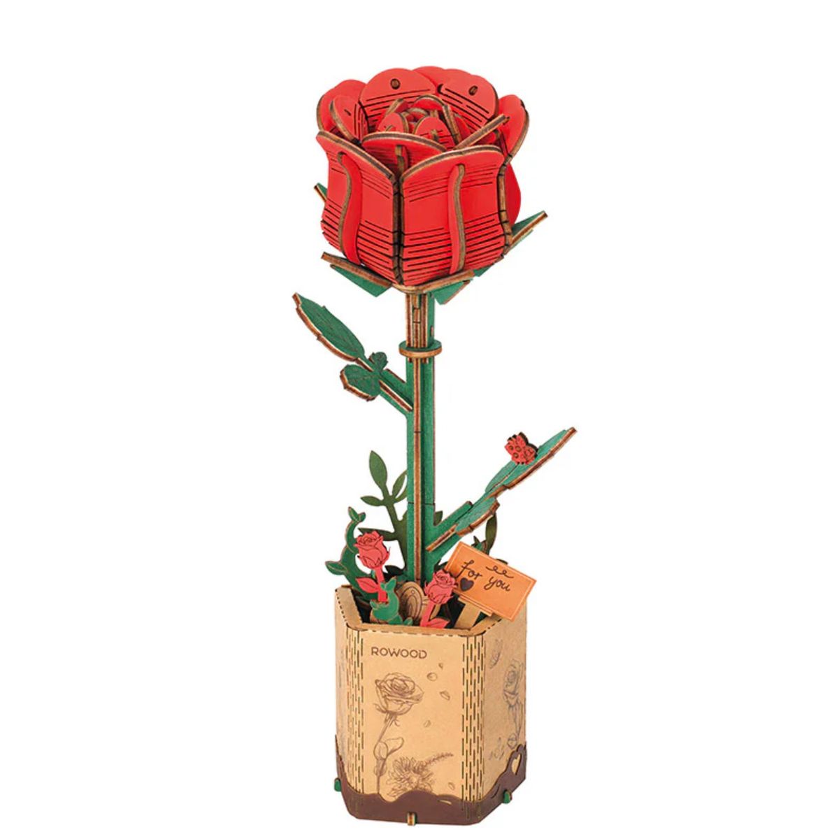 ROBOTIME - Red Rose Puzzle 3D Flores de Madera Rolife