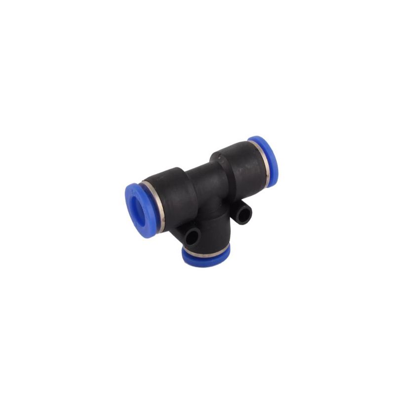 GENERICO - Conector Tee 6mm Neumatico Bloqueo Antideslizante 3 Vias - Negro