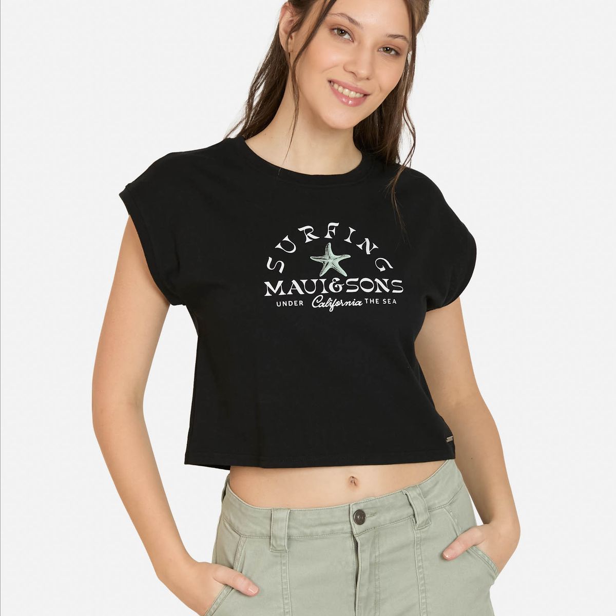 MAUI AND SONS - Polera MC Brisala Negro Mujer Maui And Sons - Negro