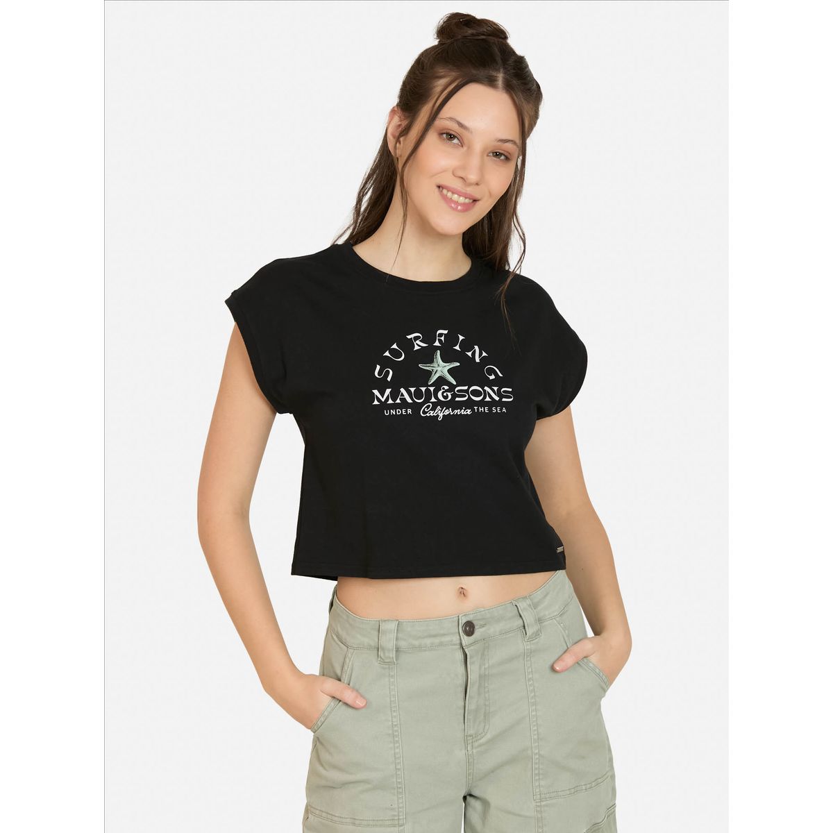 MAUI AND SONS - Polera MC Brisala Negro Mujer Maui And Sons - Negro